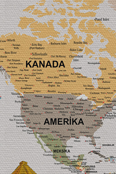 N NOXXO Wall Cover / Carpet Detailed Turkish Current World Map Quality Canvas Fabric-3965