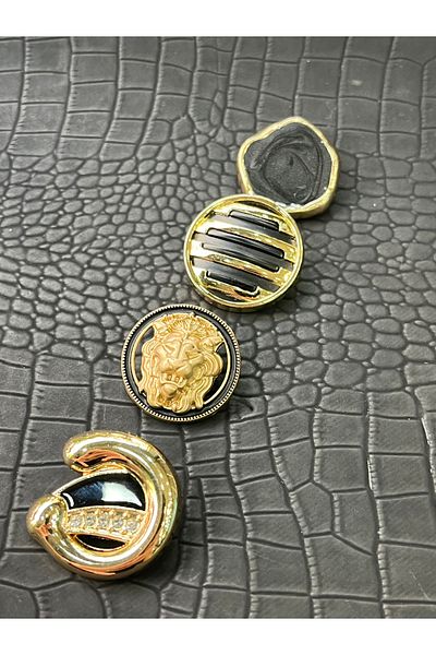 ODDA TASARIM ATÖLYESİ Luxury Combin Black Gold Button Set (4 Pieces)