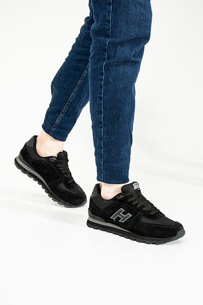 Hammer Jack Peru Genuine Leather Black-smoked Men's Sports Shoes