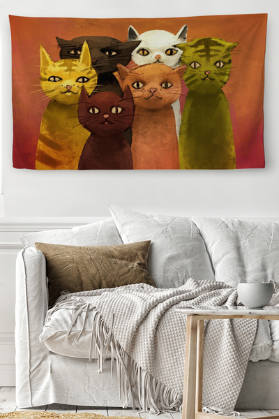 Limitless Wall Cloth Colorful Cute Cats Quality Canvas Wall Carpet-3991
