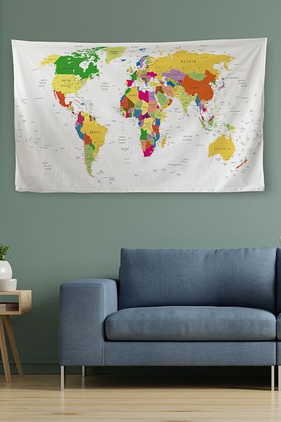 GLOBELUX Wall Cloth / Carpet World Map Canvas Fabric -3955