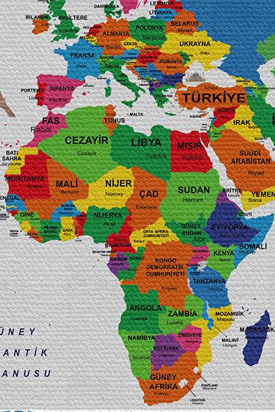 N NOXXO Wall Cover / Carpet Flag Detailed Turkish Current World Map -3969