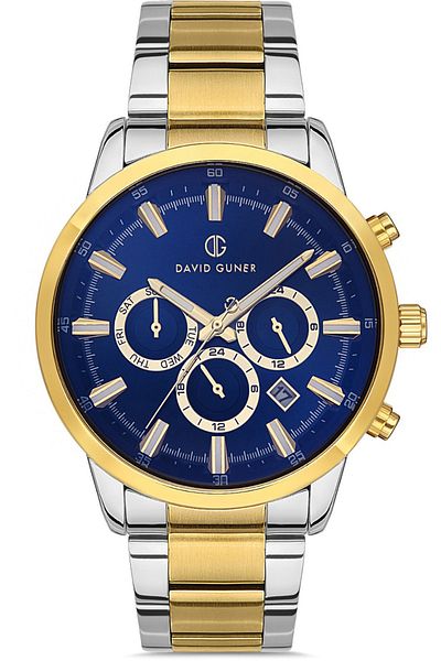 DAVID GUNER Sari White Coated Blue Dial Men's Watch Dg-8392Ga-D3