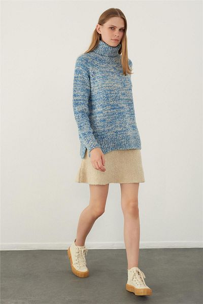 SHERIN Πλεκτό πουλόβερ Indigo Melted Turtleneck Basic Knitwear