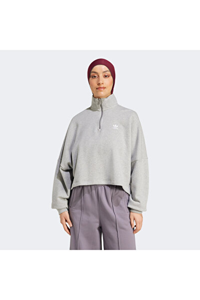 adidas Essentials Fleece Kadın Gri Sweatshirt