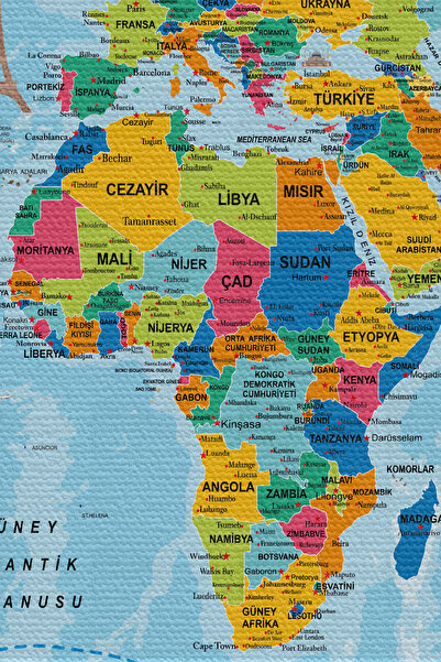 N NOXXO Wall Cover Detailed Turkish Current World Map Canvas Wall Tapestry-4050