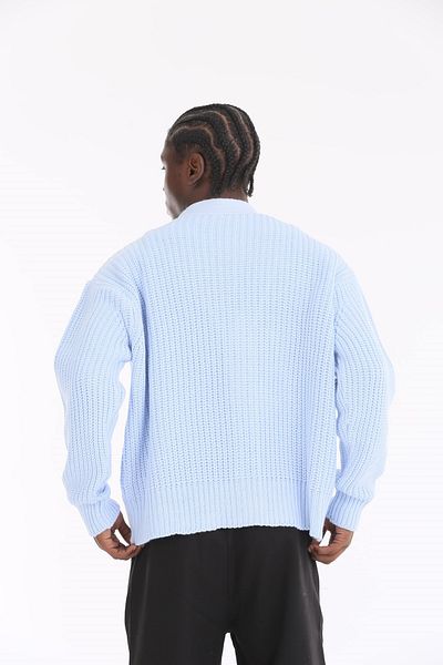 The Champ Clothing Cardigan tricotat cu decolteu în V, cu nasturi, albastru bebeluș