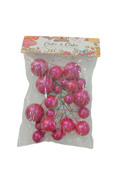 Apsal PASTA ÜSTÜ TOP SÜS METALİK KOYU PEMBE RENK (20 Lİ) APSAL