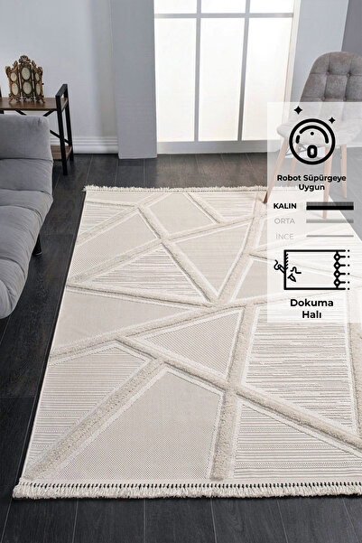 Konfor Halı Konfor Bukle 6659 Krem Yumuşak Örgü Modern Dokuma Halı