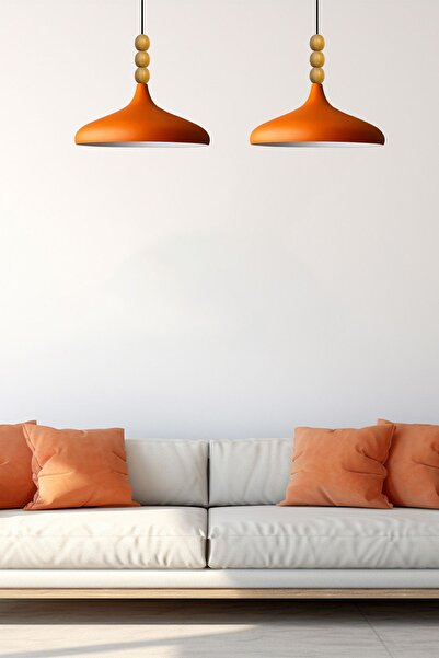 Bamyum Champion Ahşap Boncuklu Tekli Avize Sarkıt Salon Mutfak Butik Lamba