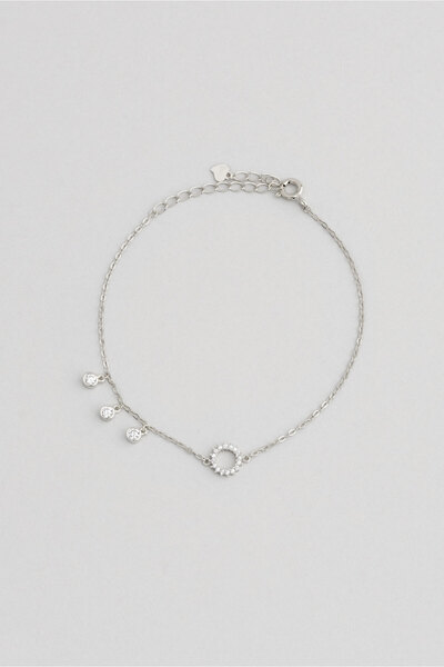 So CHIC... Sallantılı 18 Ayar Beyaz Altın Kaplama Gümüş Minimal Bileklik