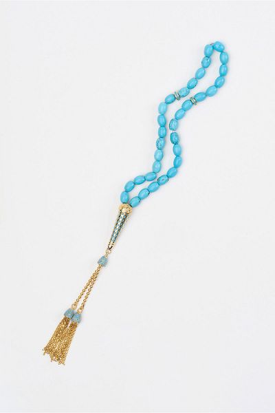 So CHIC... Natural Turquoise Stone Yellow Plated 26 cm Silver Rosary