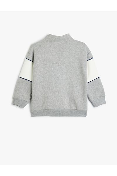 Koton Vyvýšená mikina se stojáčkem Slogan s potiskem - poloviční zip