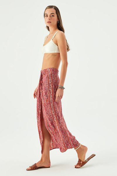 Sandshaped MAYA VEGAN SILK KNOTTED SKIRT RED