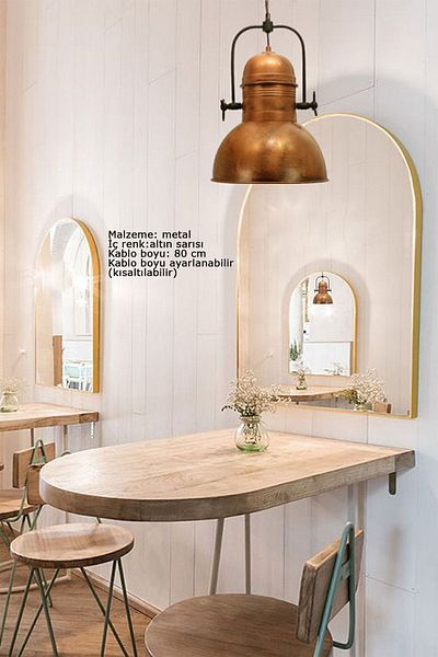 Bamyum Copper Color Single Retro Chandeliers - Metal Pendant Lamp, for Living Room Cafe Restaurant