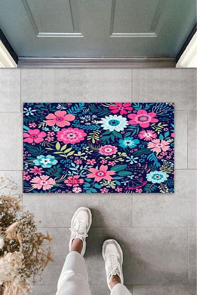 Anılfashion Colorful Digital Printed Multiple Flower Mat - Outdoor K-3028