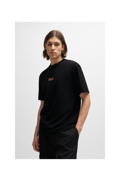 HUGO Cotton Relaxed Fit T-Shirt with Large Back Logo