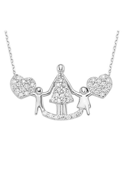 Altın Sepeti Gümüş Anne Çocuk Sevgi Kolyesi