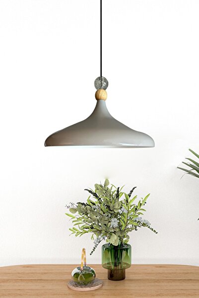 Bamyum Champion Gri Büyük Şeffaf Boncuk Tekli Avize Sarkıt Salon Mutfak Cafe Butik Aydınlatma Avizeler