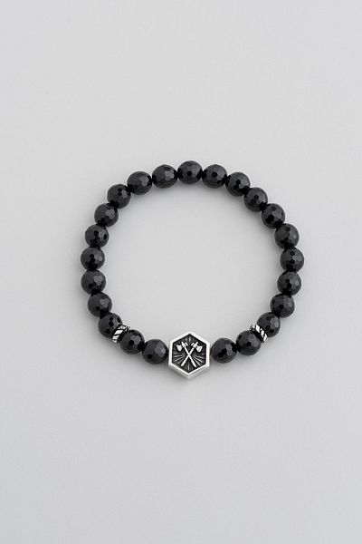 So CHIC... Attila Sword Onyx Silver Stone Men's Bracelet - Adjustable