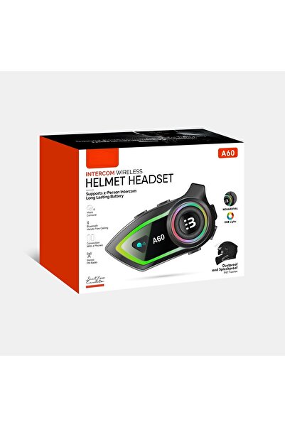 MATECHNO A60 Motosiklet Kask Kulaklık Bluetooth Intercom RGB Işıklı Motorsiklet Interkom