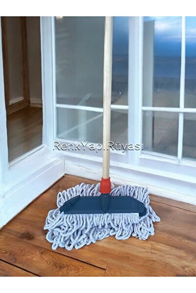 RENK YAPI RÜYASI 30 Cm Islak Mop, Geniş Ağızlı Islak Mop Ucu Aparat Gürgen Sap, Işyerleri Büyük Yerler Için
