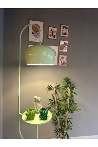 Bamyum Mint Lambader Hareketli Başlık Sehpalı Modern Dekoratif Metal Oturma Odası Çalışma Odası Lambası