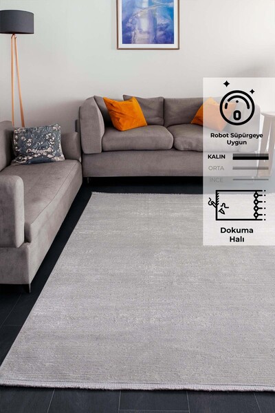 Konfor Halı Konfor Parla 5788 Gri Kadife Iplikli Salon Mutfak Oturma Odası Ha...