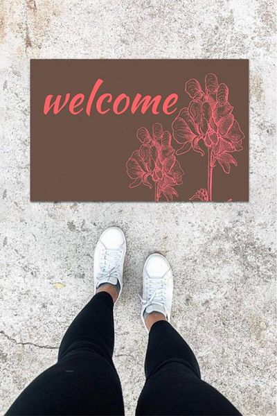 GLOBELUX Pink Water Lily Patterned Digital Printed Hooded Mat - K-1014