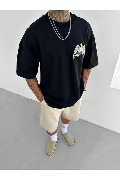 ablukaonline Ανδρικό μπλουζάκι Dea Reflective Oversize Μαύρο