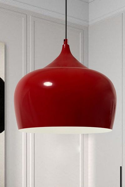 Bamyum Red Circle Pendant Lamp Metal Chandelier - for Living Room, Cafe, Office, Boutique, Hotel, Hairdresser and Shop Store