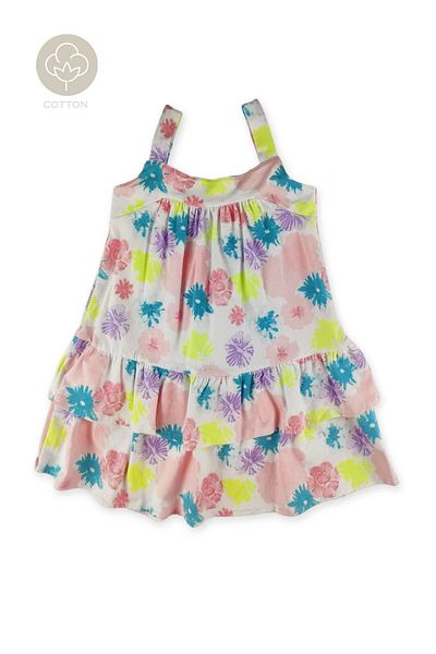 difa kids Άνετο καλοκαιρινό φόρεμα με πολύχρωμο λουλουδάτο σχέδιο για κορίτσι