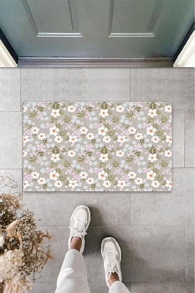 Anılfashion Digital Daisy Patterned Multicolor Door Mat - Outdoor K-3107