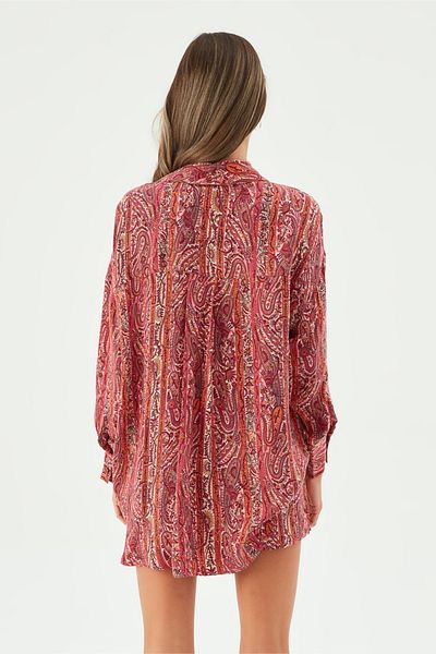 Sandshaped PRINKIPO VEGAN SILK SHIRT RED