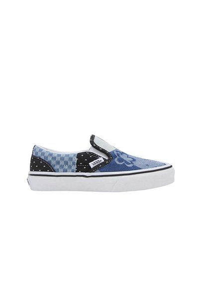 Vans Navy Blue Patchwork Classic Slip-On Kids Sneakers