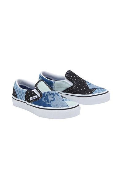 Vans Navy Blue Patchwork Classic Slip-On Kids Sneakers