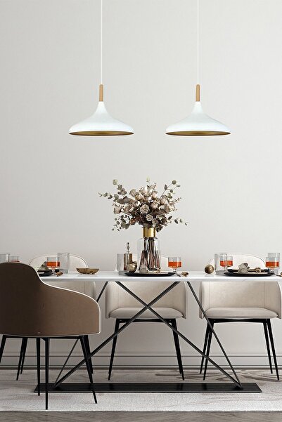 Bamyum Ikili Champion Beyaz Sarkıt Lamba Yemek Masası Oturma Odası Mutfak Salon Otel Café