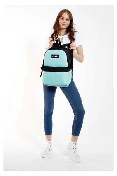 KAUKKO School Backpack - Basic Colors, Mint Black K1415