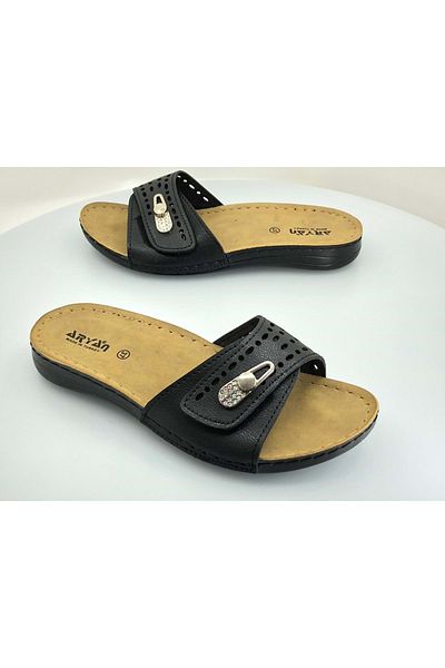 Kids Club Shoes Aryan 11-056 Γυναικείες ορθοπεδικές παντόφλες ΜΑΥΡΟ