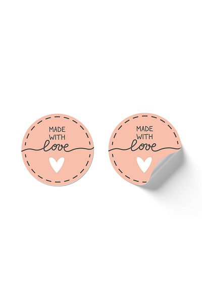 roco paper Round Gift Sticker - Packing Label & 140 Pieces - Made with Love Written, 27 X27 mm