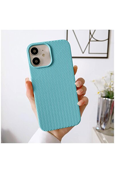Zebana Apple iPhone 11 Uyumlu Kılıf Zebana Woven Silikon Kılıf Turkuaz
