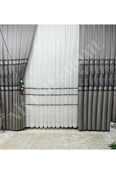 NİVEMESHOME Nivemeshome Hayallife Atlas V-5412 1/3 Κοντά πλισέ κουρτίνα φόντο...