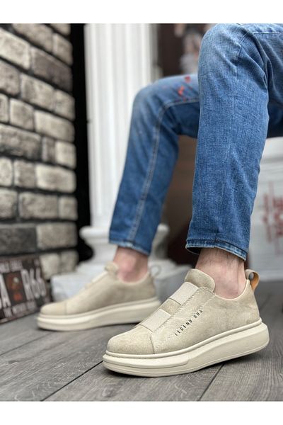 Black Bull Ανδρικά παπούτσια BOA BA0307 Beige - Χοντρό σουέτ, ψηλή σόλα, διπλό λουράκι