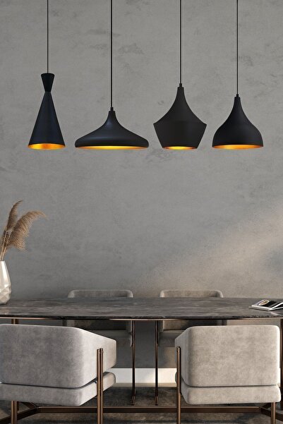 Bamyum Siyah Dörtlü Rocha Avize Sarkıt Yemek Masaüstü Iç Mekan Pastane Ofis Dükkan Modern Restoran