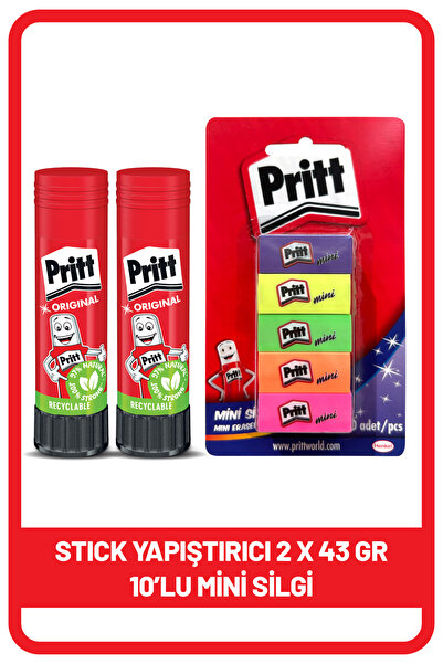 Pritt Stick 43 gr Shrink X 2 Adet Mini Silgi 10'lu Blister