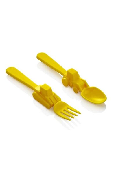 lawrenceshop Yellow Kids Food and Spoon Set - Business Machine Figure Shaped