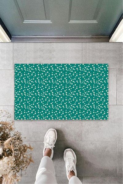 Lasirius Green Door Mat Multi Daisy Pattern
