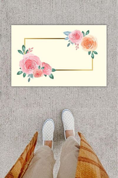 GLOBELUX Digital Printed - 'Lü Flower Cream' Door Mat K-1258