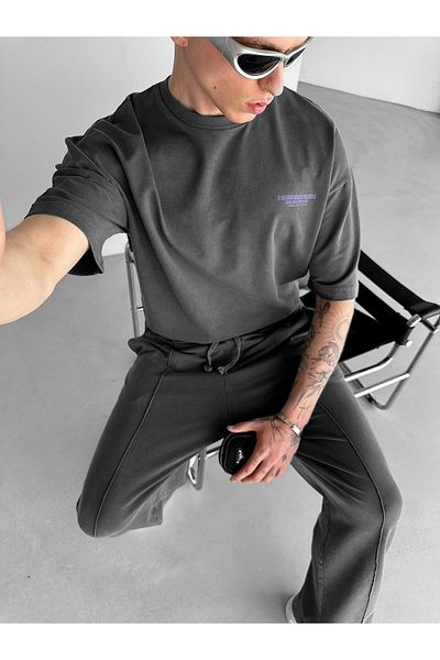 ablukaonline Ανδρικό μπλουζάκι καπνιστό Oversize - Αντίκα