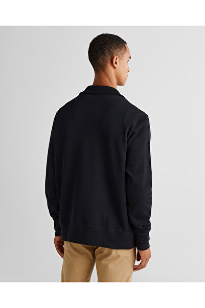 Gant Erkek Siyah Regular Fit Yarım Fermuarlı Sweatshirt